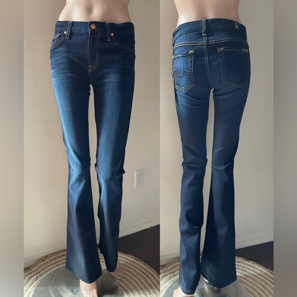 $189 WOMENS NWT 7 SEVEN FOR ALL MANKIND JEANS KIMMIE BOOT DARK BLUE SZ 23, 25 - Picture 2 of 9
